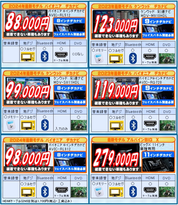 アルパインの11インチデカナビ