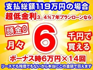 119万円未使用車のお支払い例