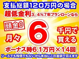 120万円未使用車のお支払い例