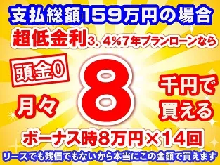 159万円未使用車のお支払い例