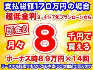 170万円未使用車のお支払い例