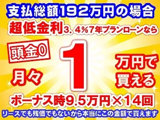 192万円未使用車のお支払い例