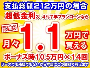 212万円未使用車のお支払い例