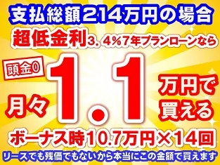 214万円未使用車のお支払い例