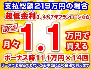 219万円未使用車のお支払い例