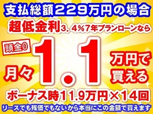 229万円未使用車のお支払い例