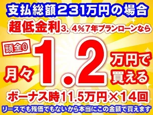 231万円未使用車のお支払い例