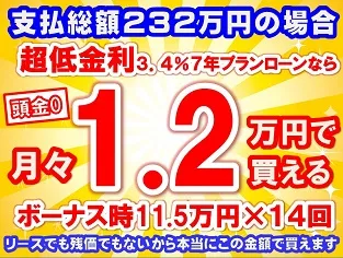 232万円未使用車のお支払い例