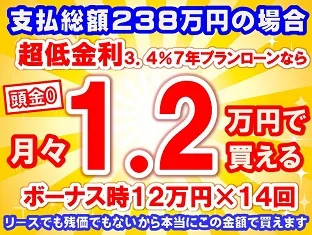 238万円未使用車のお支払い例