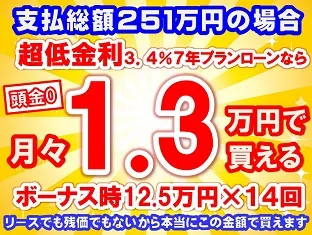 251万円未使用車のお支払い例