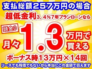 257万円未使用車のお支払い例