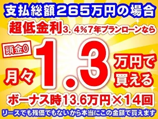 265万円未使用車のお支払い例