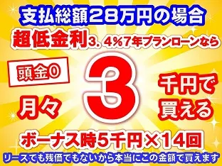 28万円未使用車のお支払い例
