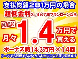 281万円未使用車のお支払い例