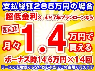 285万円未使用車のお支払い例