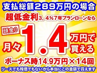 289万円未使用車のお支払い例