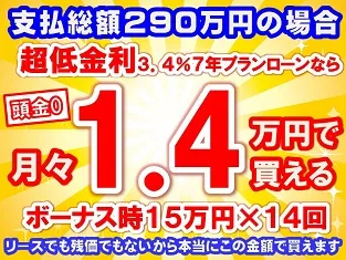 290万円未使用車のお支払い例