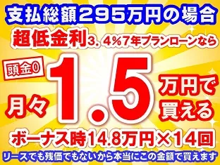 295万円未使用車のお支払い例