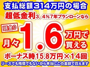 314万円未使用車のお支払い例