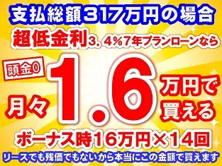 317万円未使用車のお支払い例