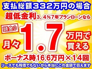 332万円未使用車のお支払い例