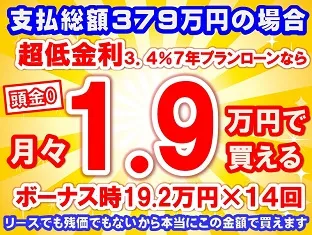 379万円未使用車のお支払い例