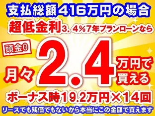 416万円未使用車のお支払い例