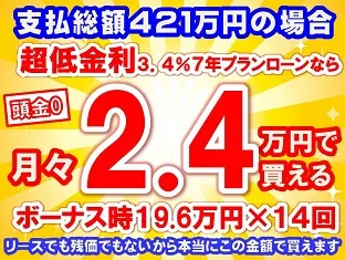 421万円未使用車のお支払い例