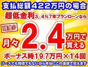 422万円未使用車のお支払い例