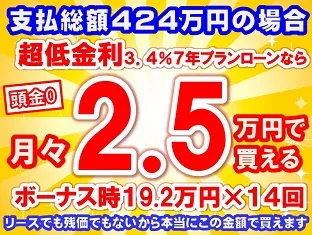 424万円未使用車のお支払い例