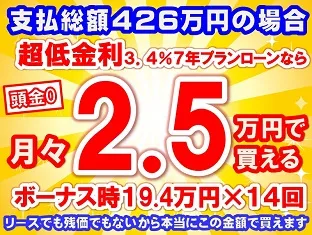 426万円未使用車のお支払い例