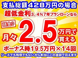 428万円未使用車のお支払い例