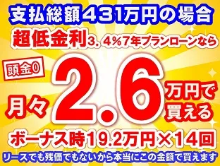 431万円未使用車のお支払い例