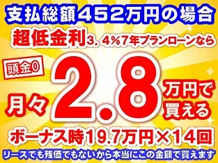 452万円未使用車のお支払い例