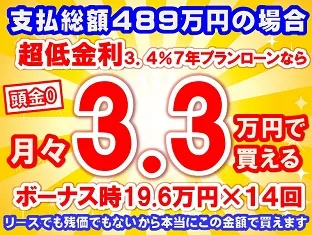 489万円未使用車のお支払い例