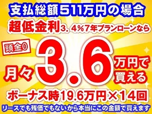 511万円未使用車のお支払い例