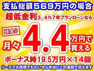 569万円未使用車のお支払い例