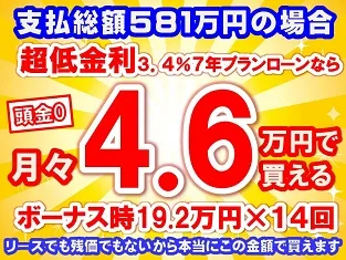 581万円未使用車のお支払い例