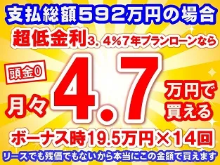 592万円未使用車のお支払い例