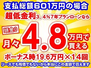 601万円未使用車のお支払い例