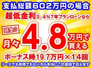 602万円未使用車のお支払い例