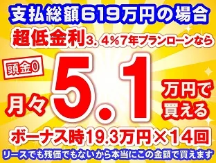 619万円未使用車のお支払い例