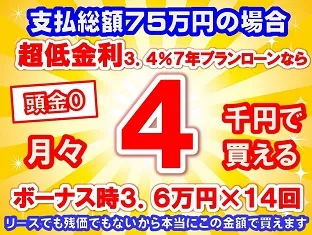 75万円未使用車のお支払い例